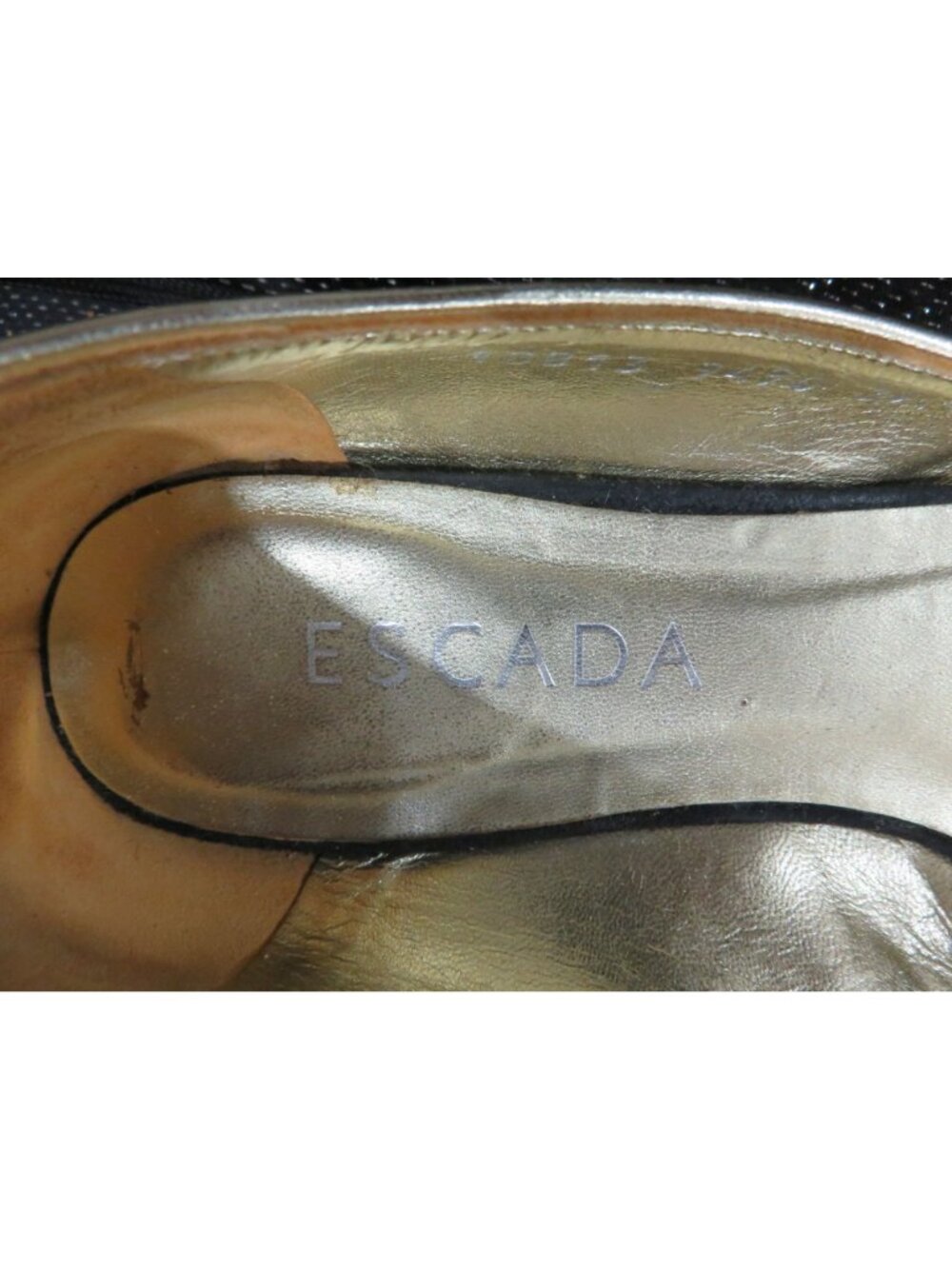Escada Vintage Black Italian Suede Leather Gold Cone Embellished flats 38 or 8 - Picture 3 of 9